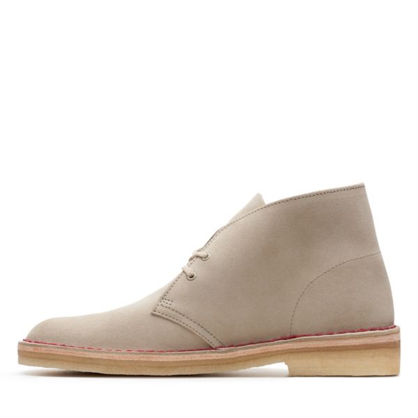 Clarks Womens Desert Boot Ankle Boots Sand Suede Embossed | UK-6587491